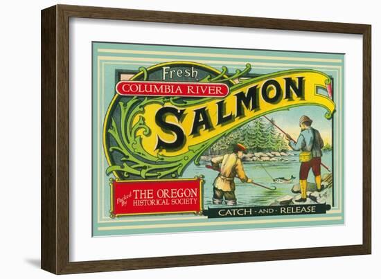 Oregon - Columbia River - the Oregon Historical Society Salmon Label-Lantern Press-Framed Art Print
