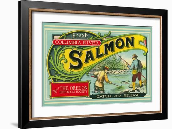 Oregon - Columbia River - the Oregon Historical Society Salmon Label-Lantern Press-Framed Art Print