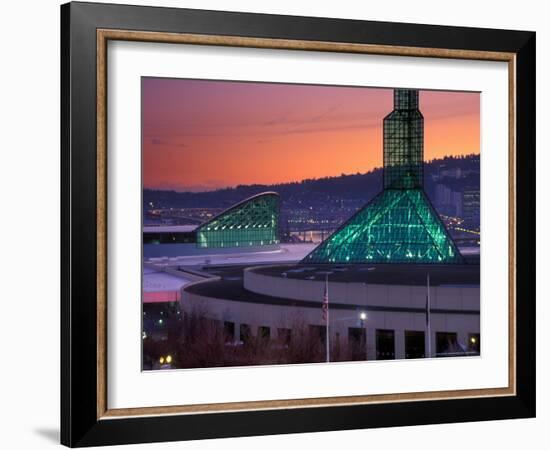 Oregon Convention Center at Sunset, Portland, Oregon, USA-Janis Miglavs-Framed Photographic Print