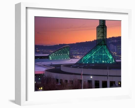 Oregon Convention Center at Sunset, Portland, Oregon, USA-Janis Miglavs-Framed Photographic Print