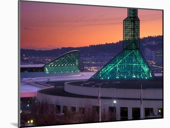 Oregon Convention Center at Sunset, Portland, Oregon, USA-Janis Miglavs-Mounted Photographic Print