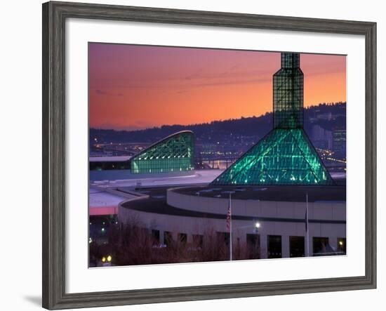 Oregon Convention Center at Sunset, Portland, Oregon, USA-Janis Miglavs-Framed Photographic Print