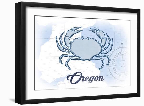 Oregon - Crab - Blue - Coastal Icon-Lantern Press-Framed Art Print