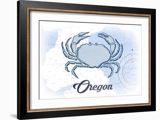 Oregon - Crab - Blue - Coastal Icon-Lantern Press-Framed Art Print