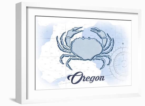Oregon - Crab - Blue - Coastal Icon-Lantern Press-Framed Art Print