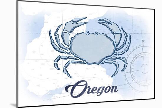 Oregon - Crab - Blue - Coastal Icon-Lantern Press-Mounted Art Print