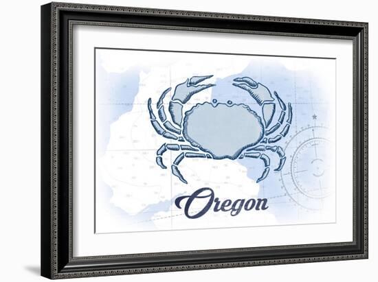 Oregon - Crab - Blue - Coastal Icon-Lantern Press-Framed Art Print