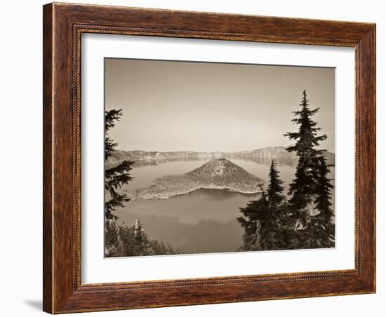 Oregon, Crater Lake National Park, Crater Lake and Wizard Island, USA-Michele Falzone-Framed Photographic Print