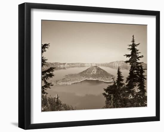 Oregon, Crater Lake National Park, Crater Lake and Wizard Island, USA-Michele Falzone-Framed Photographic Print