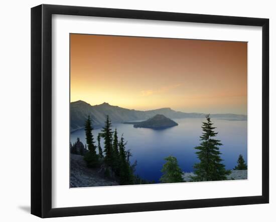 Oregon, Crater Lake National Park, Crater Lake and Wizard Island, USA-Michele Falzone-Framed Photographic Print