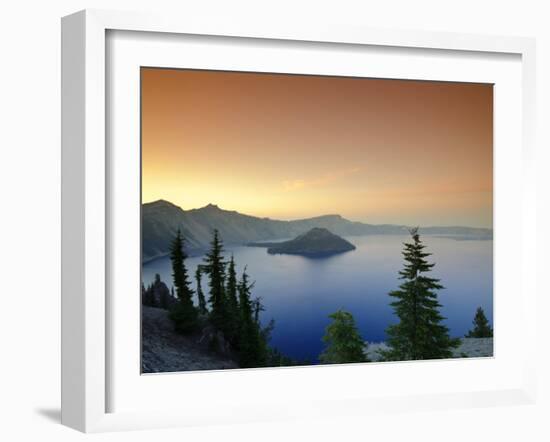 Oregon, Crater Lake National Park, Crater Lake and Wizard Island, USA-Michele Falzone-Framed Photographic Print