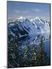 Oregon. Crater Lake NP, winter snow on west rim of Crater Lake with The Watchman and Hillman Peak-John Barger-Mounted Photographic Print