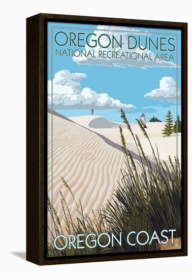 Oregon Dunes National Recreational Area - Day Scene-Lantern Press-Framed Stretched Canvas