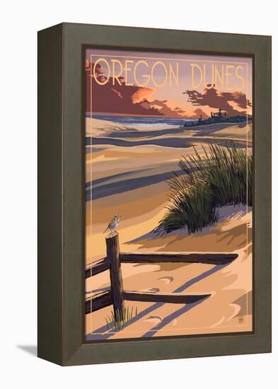 Oregon Dunes on the Oregon Coast-Lantern Press-Framed Stretched Canvas