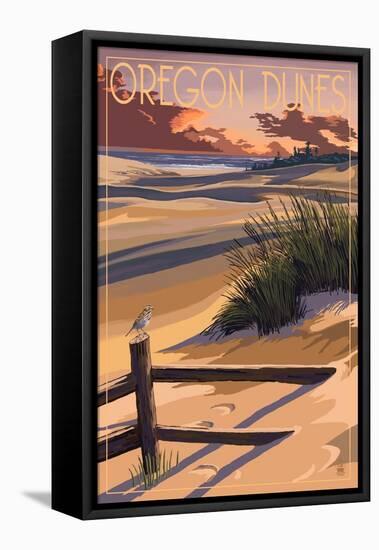 Oregon Dunes on the Oregon Coast-Lantern Press-Framed Stretched Canvas