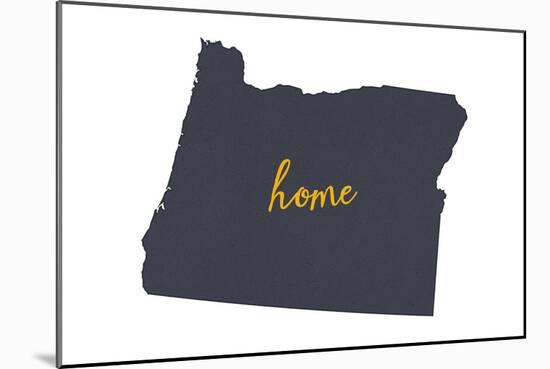 Oregon - Home State- Gray on White-Lantern Press-Mounted Art Print