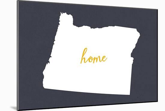 Oregon - Home State- White on Gray-Lantern Press-Mounted Art Print