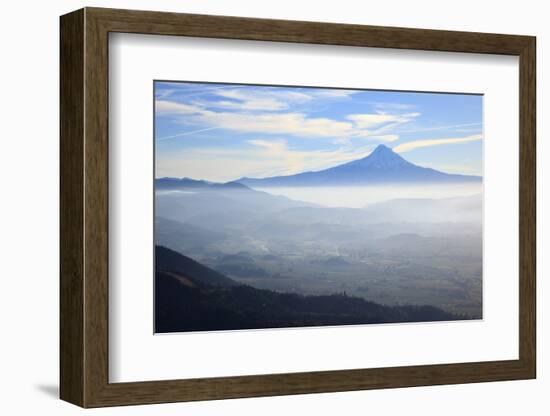 Oregon, Hood River, Aerial Landscape Smoke in the Hood River Valley-Rick A Brown-Framed Photographic Print