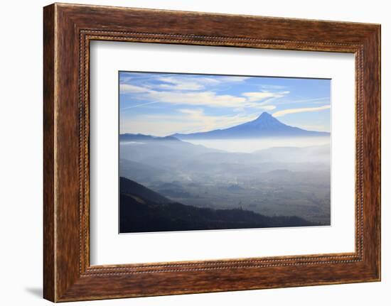 Oregon, Hood River, Aerial Landscape Smoke in the Hood River Valley-Rick A Brown-Framed Photographic Print