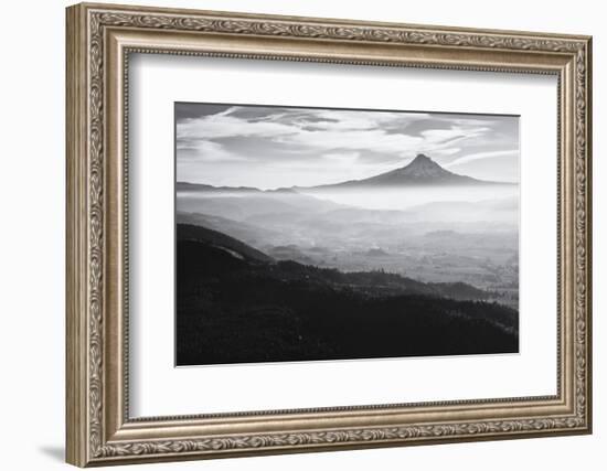 Oregon, Hood River, Aerial Landscape Smoke in the Hood River Valley-Rick A Brown-Framed Photographic Print