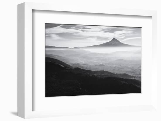 Oregon, Hood River, Aerial Landscape Smoke in the Hood River Valley-Rick A Brown-Framed Photographic Print