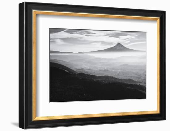 Oregon, Hood River, Aerial Landscape Smoke in the Hood River Valley-Rick A Brown-Framed Photographic Print