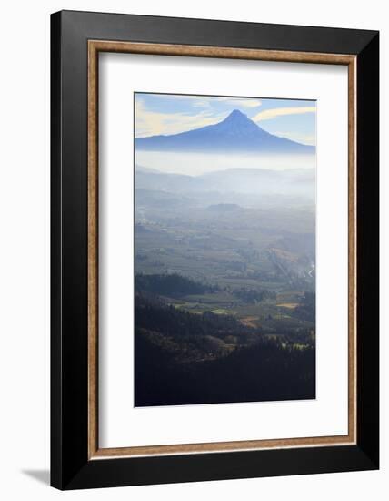 Oregon, Hood River, Aerial Landscape Smoke in the Hood River Valley-Rick A Brown-Framed Photographic Print