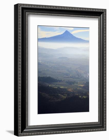 Oregon, Hood River, Aerial Landscape Smoke in the Hood River Valley-Rick A Brown-Framed Photographic Print