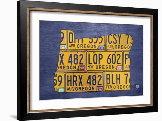 Oregon License Plate Map-Design Turnpike-Framed Giclee Print