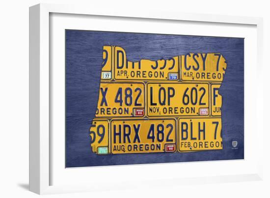 Oregon License Plate Map-Design Turnpike-Framed Giclee Print