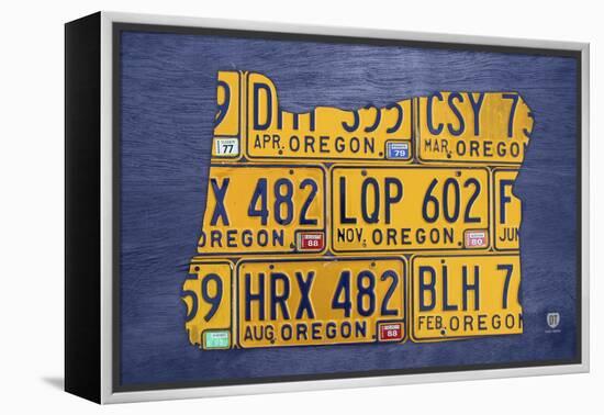 Oregon License Plate Map-Design Turnpike-Framed Premier Image Canvas