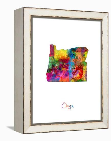 Oregon Map-Michael Tompsett-Framed Stretched Canvas