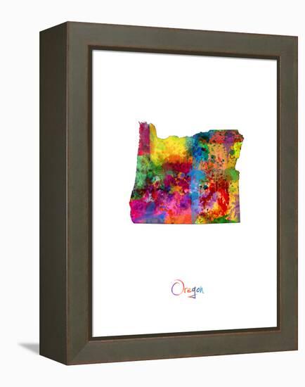 Oregon Map-Michael Tompsett-Framed Stretched Canvas