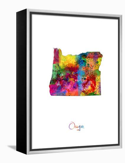 Oregon Map-Michael Tompsett-Framed Stretched Canvas