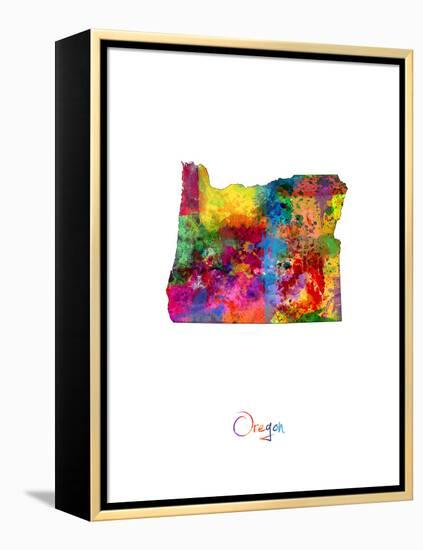 Oregon Map-Michael Tompsett-Framed Stretched Canvas