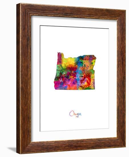 Oregon Map-Michael Tompsett-Framed Art Print