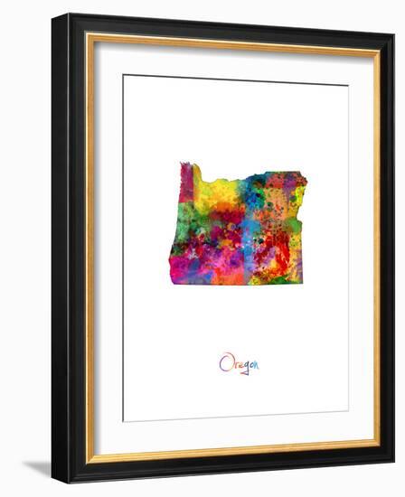 Oregon Map-Michael Tompsett-Framed Art Print