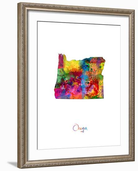 Oregon Map-Michael Tompsett-Framed Art Print