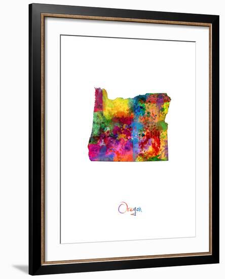 Oregon Map-Michael Tompsett-Framed Art Print