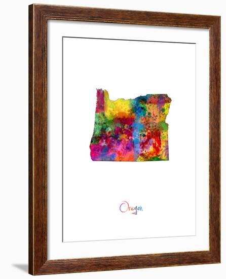 Oregon Map-Michael Tompsett-Framed Art Print