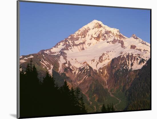 Oregon. Mount Hood NF, Mount Hood Wilderness, evening light on west side of Mount Hood-John Barger-Mounted Photographic Print