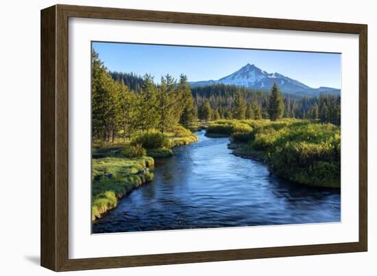 Oregon. Mt. Bachelor and Deschutes River-Jaynes Gallery-Framed Photographic Print