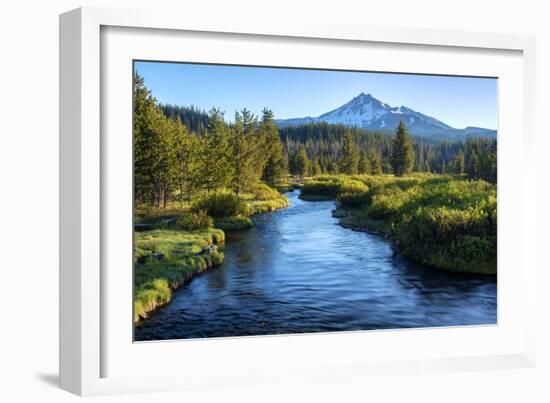 Oregon. Mt. Bachelor and Deschutes River-Jaynes Gallery-Framed Photographic Print