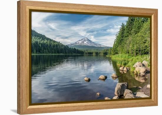 Oregon, Mt. Hood National Forest. Trillium Lake and Mt. Hood-Rob Tilley-Framed Premier Image Canvas