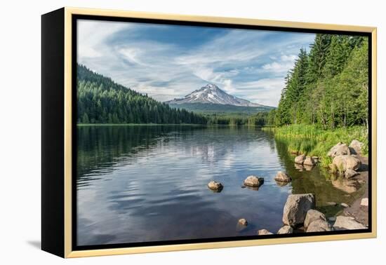 Oregon, Mt. Hood National Forest. Trillium Lake and Mt. Hood-Rob Tilley-Framed Premier Image Canvas