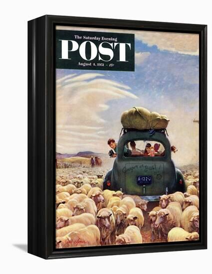 "Oregon or Bust" Saturday Evening Post Cover, August 4, 1951-John Clymer-Framed Premier Image Canvas