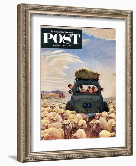 "Oregon or Bust" Saturday Evening Post Cover, August 4, 1951-John Clymer-Framed Giclee Print