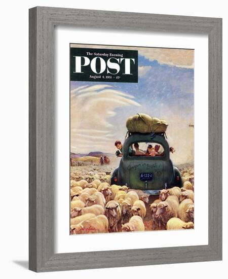 "Oregon or Bust" Saturday Evening Post Cover, August 4, 1951-John Clymer-Framed Giclee Print