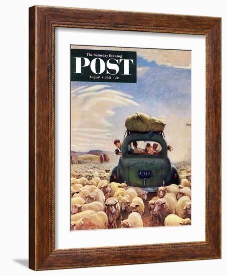 "Oregon or Bust" Saturday Evening Post Cover, August 4, 1951-John Clymer-Framed Giclee Print