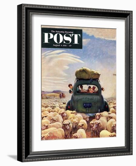 "Oregon or Bust" Saturday Evening Post Cover, August 4, 1951-John Clymer-Framed Giclee Print